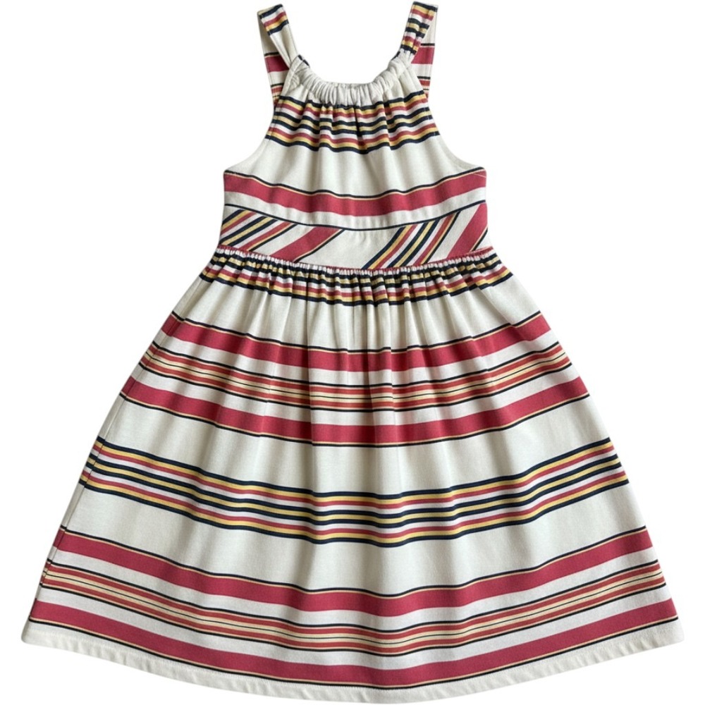 Ralph Lauren Girls Size 6 NWT Striped Cotton Blend Halter Sundress Melon Beige,